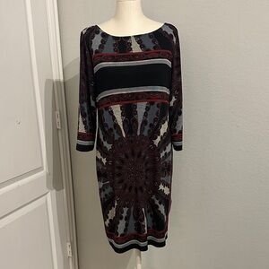 Elegant Black and Red Patterned Dress